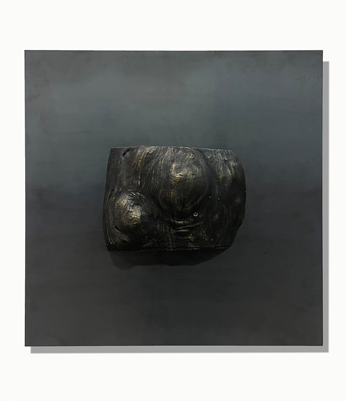 정명택, Bronzed Time 2401, 2024, Bronze and steel plate, 50×50×9.9cm