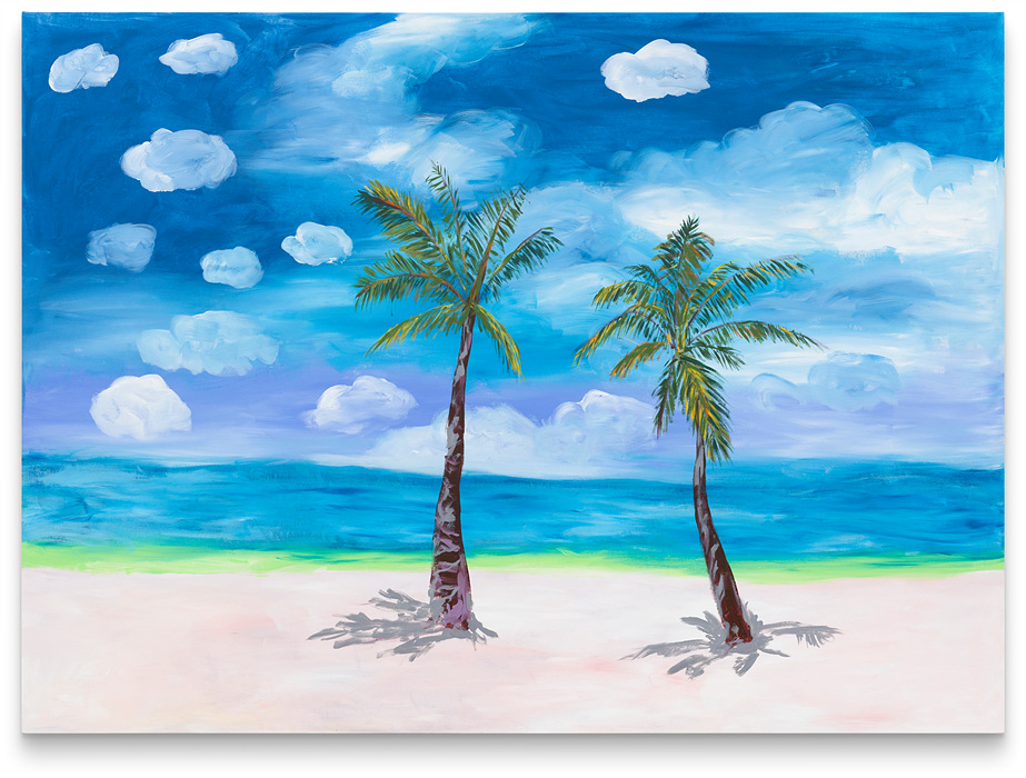 the beach - the summer beach clouds + the palm trees, 2023, Acrylic on canvas, 100ⅹ135.6ⅹ3.8cm © Karen Kilimnik
Courtesy the artist, Galerie Eva Presenhuber and Sprüth Magers
Photo: Lance Brewer