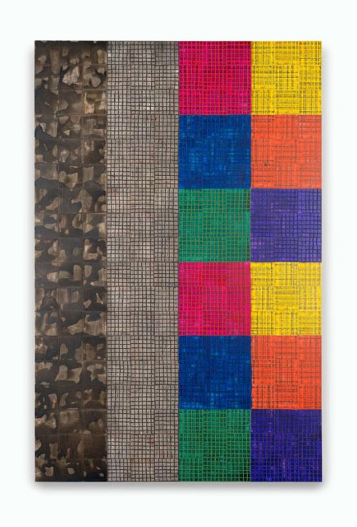 MCARTHUR BINION, DNA:Study/(Visual:Ear), 2022, Ink, paint stick and paper on board, 182.9x121.9cm. /리만머핀